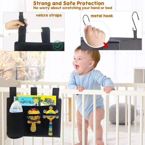 Bedside Storage Organizer with Secure Straps, Hanging Caddy for Dorm, Bunk Bed, Hospital Use 2