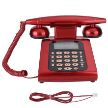 Retro kablet telefon til hjemmekontoret, vintage kablet bordtelefon med synlig ringeindikator, stor knap, klassisk analog fastnettelefon, behageligt