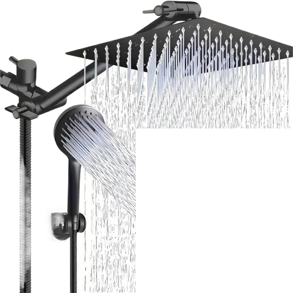 8 Inch Rainfall Shower Head With Handheld Combo, Pressure Spray And Adjustable Extension Arm 9001264051976