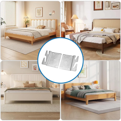 Bed Rail Hook Plates with Headboard Bracket, Durable Metal, Universal Fit, Noise Reduction (2Pcs) 2