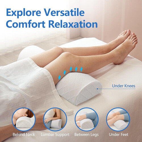 Memory Foam Knee Pillow for Back and Side Sleepers, Orthopedic Leg Support for Sciatica Relief 2