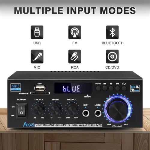 Δέκτης ήχου HiFi με τηλεχειριστήριο, υποδοχή εισόδου μικροφώνου, στερεοφωνικός 2