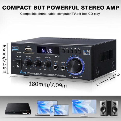 Δέκτης ήχου HiFi με τηλεχειριστήριο, υποδοχή εισόδου μικροφώνου, στερεοφωνικός 1