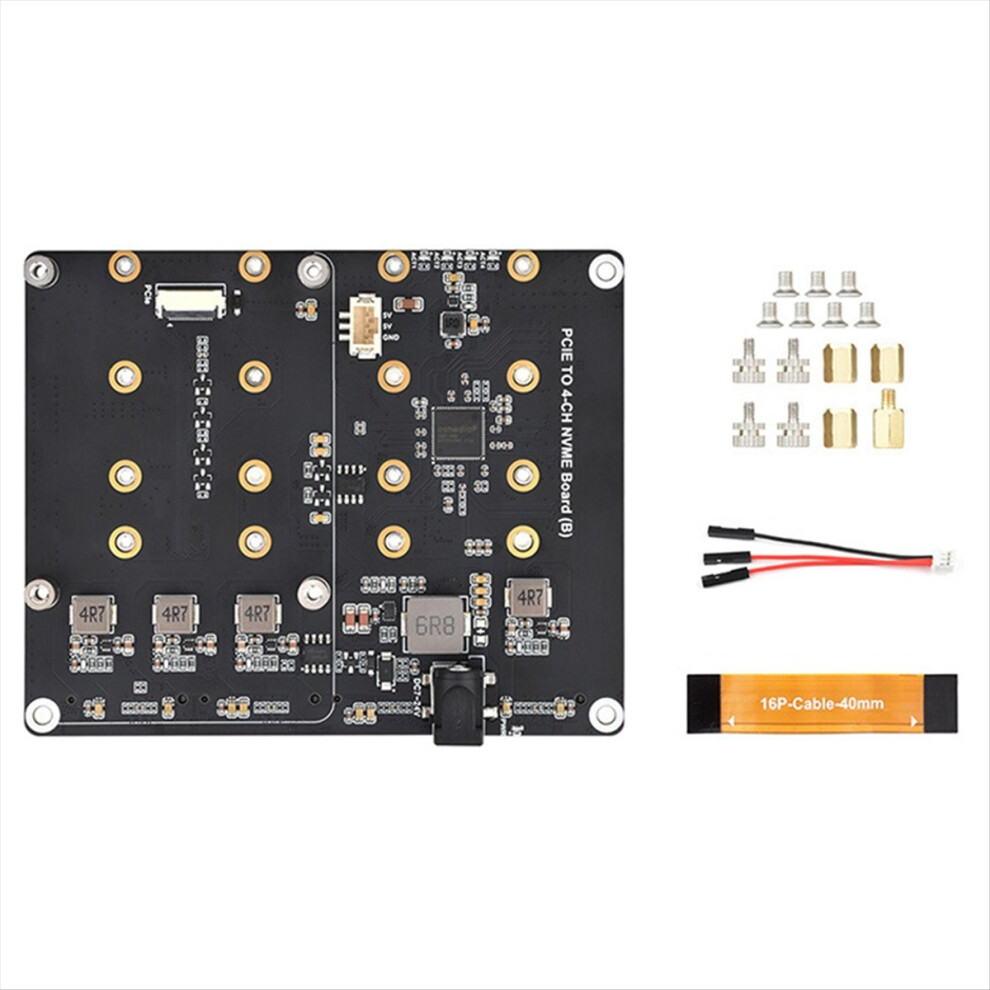 For 5 Pcie To 4-Ch M.2 Nvme Ssd Adapter Board Compatible With 2280/2260/2242/2230 M.2 Hard Drives For Pi5 4852240187289
