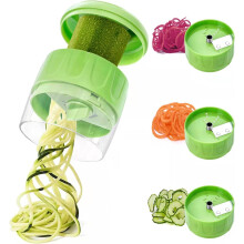 3 in 1 Vegetable Spiralizer Slicer with Three Cutting Styles, Handheld Zucchini Noodle Maker Green