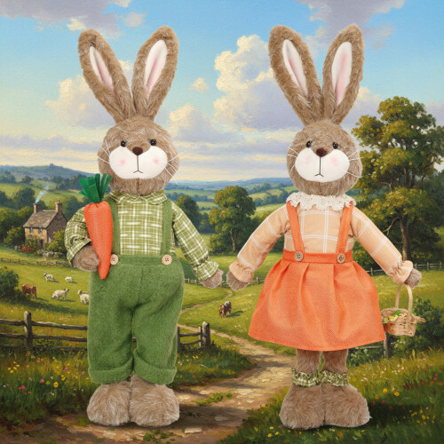 Easter Bunnies Figurines Modern Art Spring Home Decors-Green 2