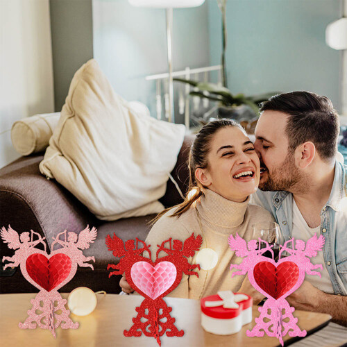 4Pcs Sparkling Honeycomb Hanging Decoration Valentine's-4pcs 1