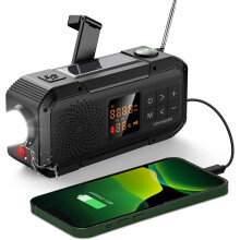 Rádio de emergência multifuncional com painéis solares, bússola, carregador de celular e luz de leitura para segurança ao ar livre, carregamento