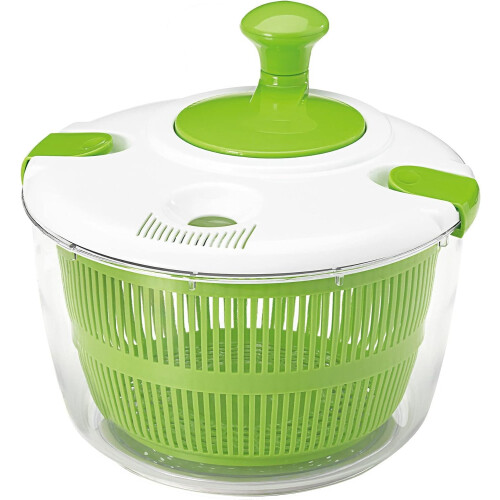 Large 5 Quart Salad Spinner with Serving Bowl, Manual Vegetable Spinner, Locking Lid and NonSlip Base
