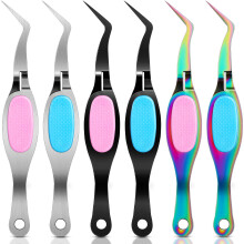 6 Pcs Reverse Tweezers with Ergonomic Soft Grip and Fine Tip for Jewelry Making and Crafting