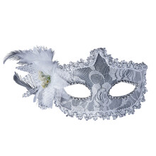 Adjustable Bands Half Face Mask with Floral Laces for-White