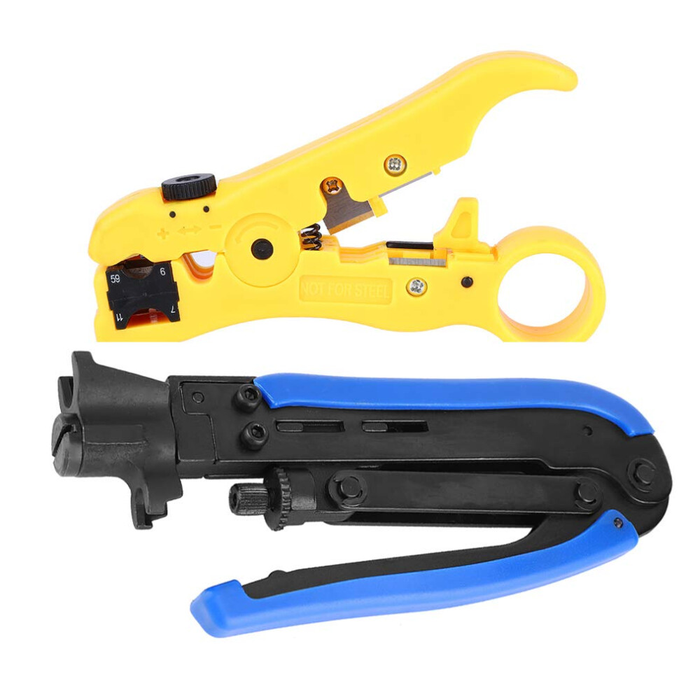Coaxial Cable Crimping Tool And Stripper Set For Rg6 Rg59 Rg11 With Ergonomic Grip 9119770775498