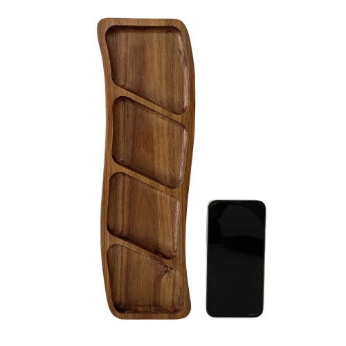 Stylish Bamboos Snacks Organizers Tray Artistic-Four grids