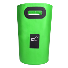 Balde dobrável portátil e ecológico, com alça ajustável, pegada confortável e multifuncional para camping, pesca e praia.