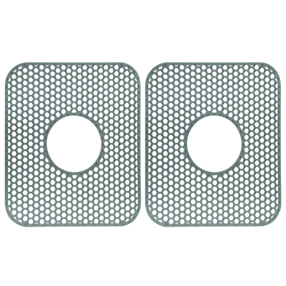 2 Pack Kitchen Sink Mat Silicone Sink Protector Nonslip Heat Resistant 13.4'X11.6' Center Drain 9426802885798