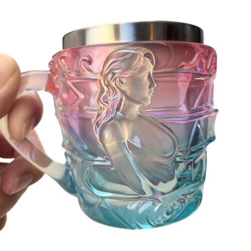Resin and Stainless Steel Beverage Cup With Ergonomic Handle-A