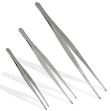 3pcs Stainless Steel Tweezers Set 8in 10in 12in with Precision Serrated Tips for Cooking and Medical