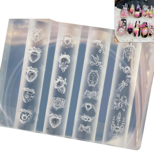 Silicone Strawberry Bowknot Nail Mould for Customes Designs and 1