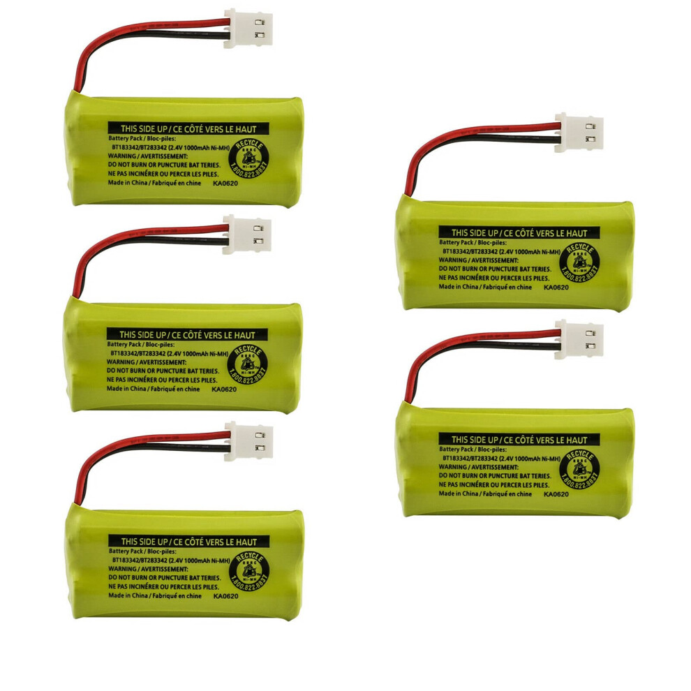 5Pack Cordless Phone Battery Replacement For Vtech Bt183342 Bt283342 2.4V 1000Mah Nimh Long Life 9189345640490