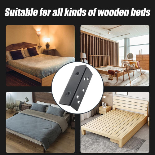 2Pcs Heavy Duty Bed Rail Brackets with Screws, Secure Double Hook Bed Frame Brackets for Wood Bed 1