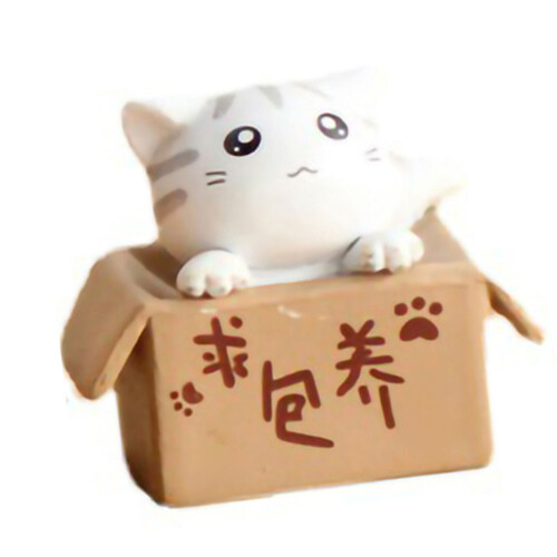 Cartoon-Arme-Box-Katze-Modell, kleine Statue, 2