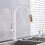 Kitchen Faucet Pull Out Spray Tap 360 Swivel Solid Brass Mixer for Sink Black and White 1