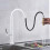 Kitchen Faucet Pull Out Spray Tap 360 Swivel Solid Brass Mixer for Sink Black and White 3