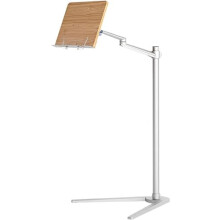 Adjustable Height Book Stand with 360 Rotation, Aluminum Alloy Floor Reading Holder for Bed