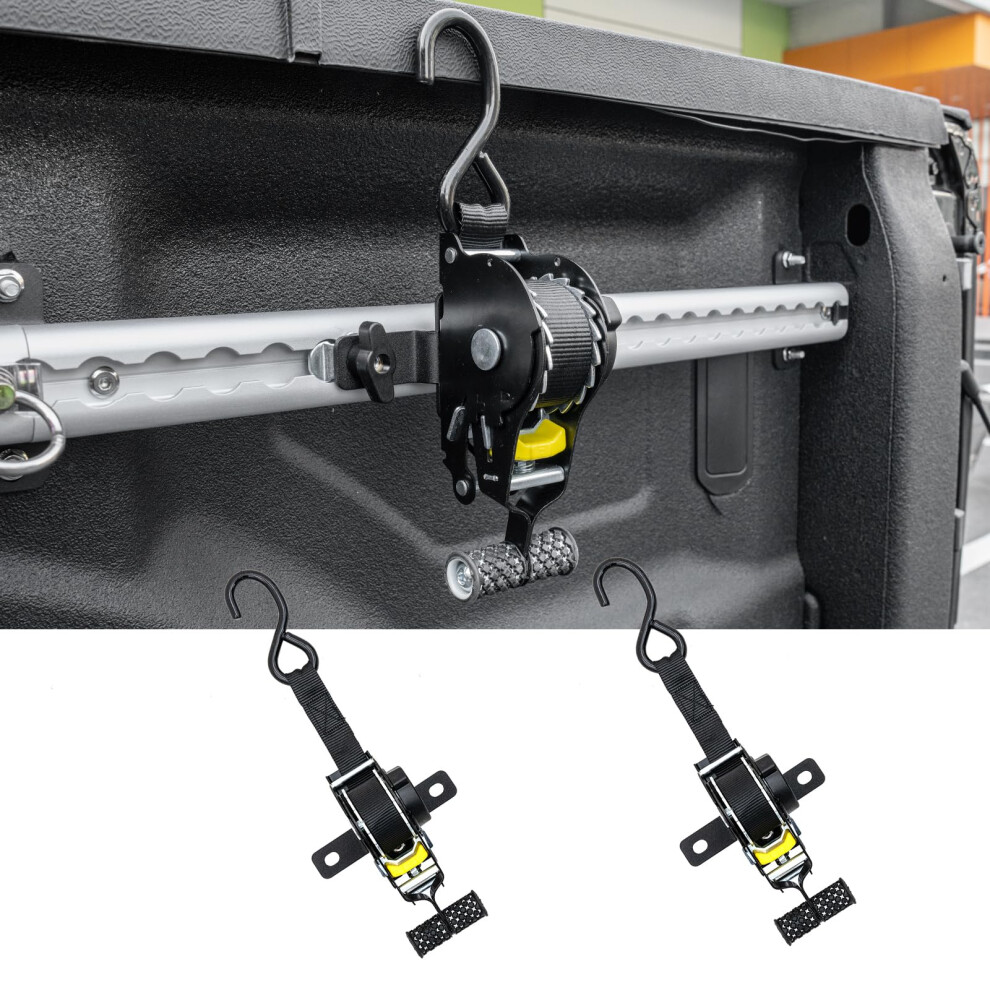 2Pcs Retractable Ratchet Straps For L Track System, 1500Lb Break Strength Truck Tie Down Straps 9426802885996