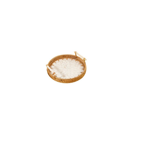 Size Option 22cm 24cm 28cm Woven Snacks Tray-white shell 22X3
