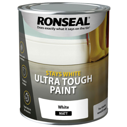 Ronseal Stays White Ultra Tough White Matt Paint 750ml