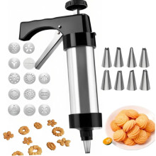 Cookie Press Gun Kit with 13 Discs and 8 Tips, Stainless Steel Churro and Cookie Maker for Baking