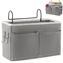 Bedside Storage Organizer Hanging Bedside Caddy for Bunk Beds Dorm Room Headboard Bed Rail Light Grey