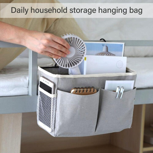 Bedside Storage Organizer Hanging Bedside Caddy for Bunk Beds Dorm Room Headboard Bed Rail Light Grey 1