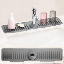 24 Inch Kitchen Sink Splash Guard Silicone Faucet Mat with Fast SelfDraining SnapLock Fit