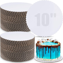50 Pack 10 Inch Round Cake Boards with Elegant Scalloped Edge, Sturdy Disposable Base for Weddings