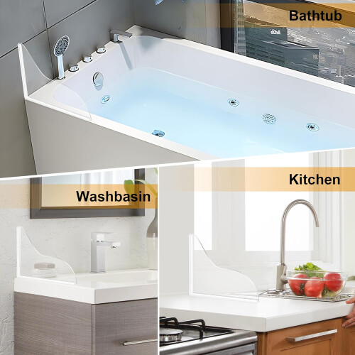 Shower Splash Guard 2 Pack SelfAdhesive Waterproof Silicone Bathtub Protector for Gap Sealing 2