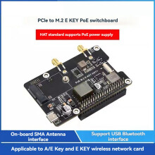 for 5 PCIe to M.2 E KEY with PoE HAT+ Supports NGFF Wireless Network Card/Bluetooth for RPI 5