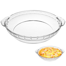 10 Inch Glass Pie Dish with Handles Round Deep Glass Pie Pan for Even Baking and Easy Serving