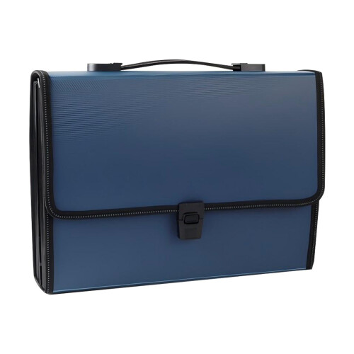 A4 Waterproof Document Hold Case 26 Compartments Expanded-Blue