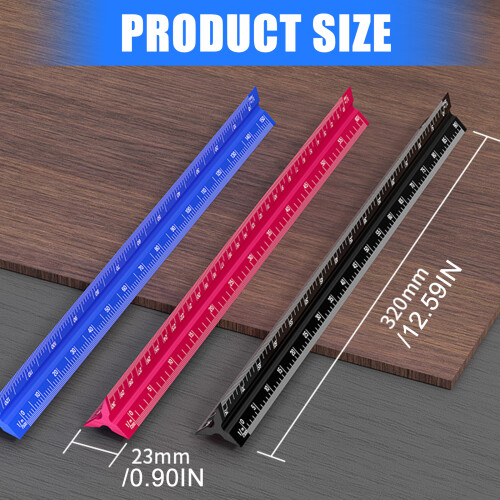 Precise Engraved Aluminum Triangular Scale Ruler 320mm-Blue 2