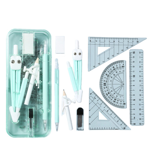 Compass and Ruler Plastic Drafting Supplies Kits With-Green