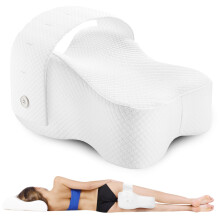 Knee Pillow for Side Sleepers Memory Foam with Adjustable Strap for Sciatica Hip and Back Pain Relief