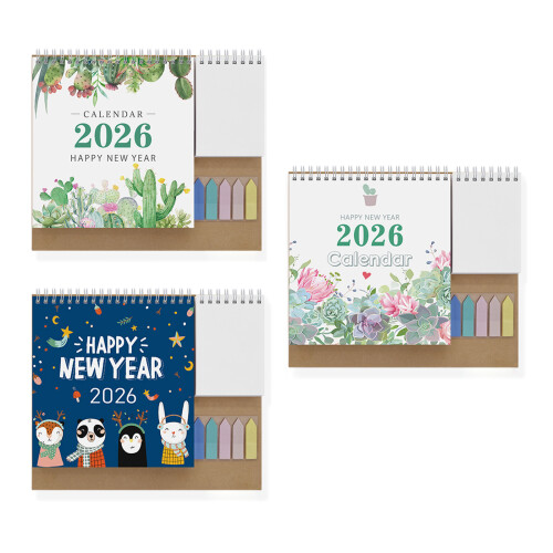 Calendrier de bureau 2026, reliure à double bobine,-K01 Cactus 1