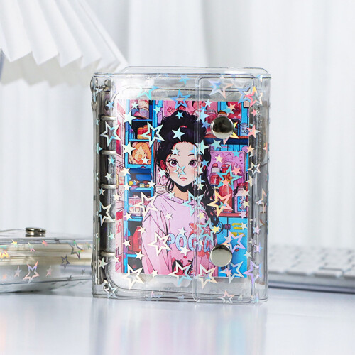 Metallic Star Accent Clear Binder Cover Double Clasps Closure-2 1