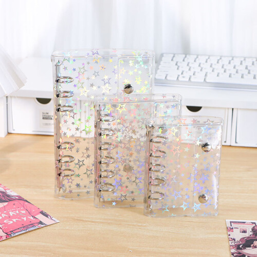 Metallic Star Accent Clear Binder Cover Double Clasps Closure-2 2