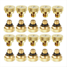 30 stuks messing nevelsproeiers, T-stukken, messing sproeiers voor bevochtiging van kaslandschapsarchitectuur, stofbestrijdingsnevelsproeier