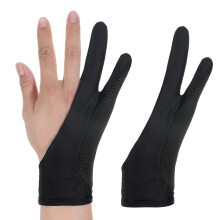 2Pcs Drawing Tablet Glove with Three‑Layer Palm Rejection, Anti‑Slip Grip, Two‑Finger Design, Black