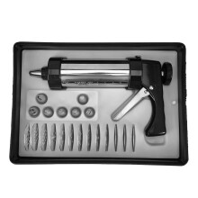 Cookie Press Gun Set, Stainless Steel Spritz Cookie Press with 13 Discs and 7 Icing Tips for Baking and Dessert Decoration, Black