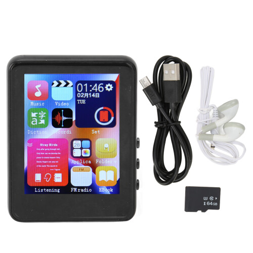 MP3 Player με ενσωματωμένο ηχείο, οθόνη αφής, Bluetooth 5.0, HiFi, ήχος, ραδιόφωνο FM, εγγραφή,